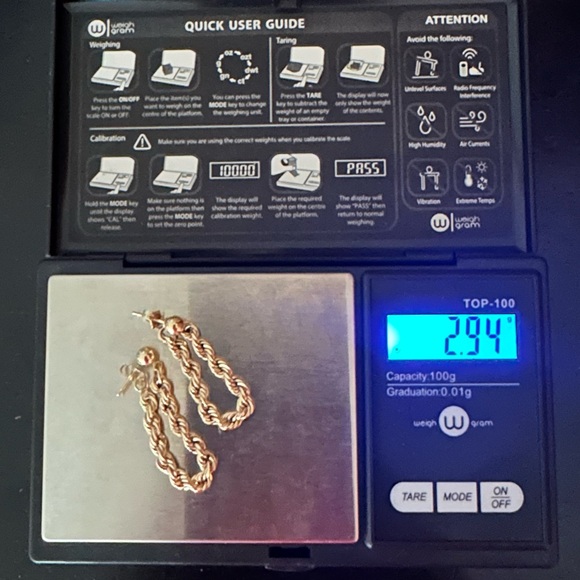 14k Solid Gold Rope Earrings - Picture 8 of 16